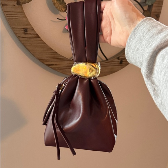 BILLINI LUCIA HANDLE BAG Knot Clutch Purse Vegan Leather Burgundy Handbag; NWOT - Picture 8 of 8